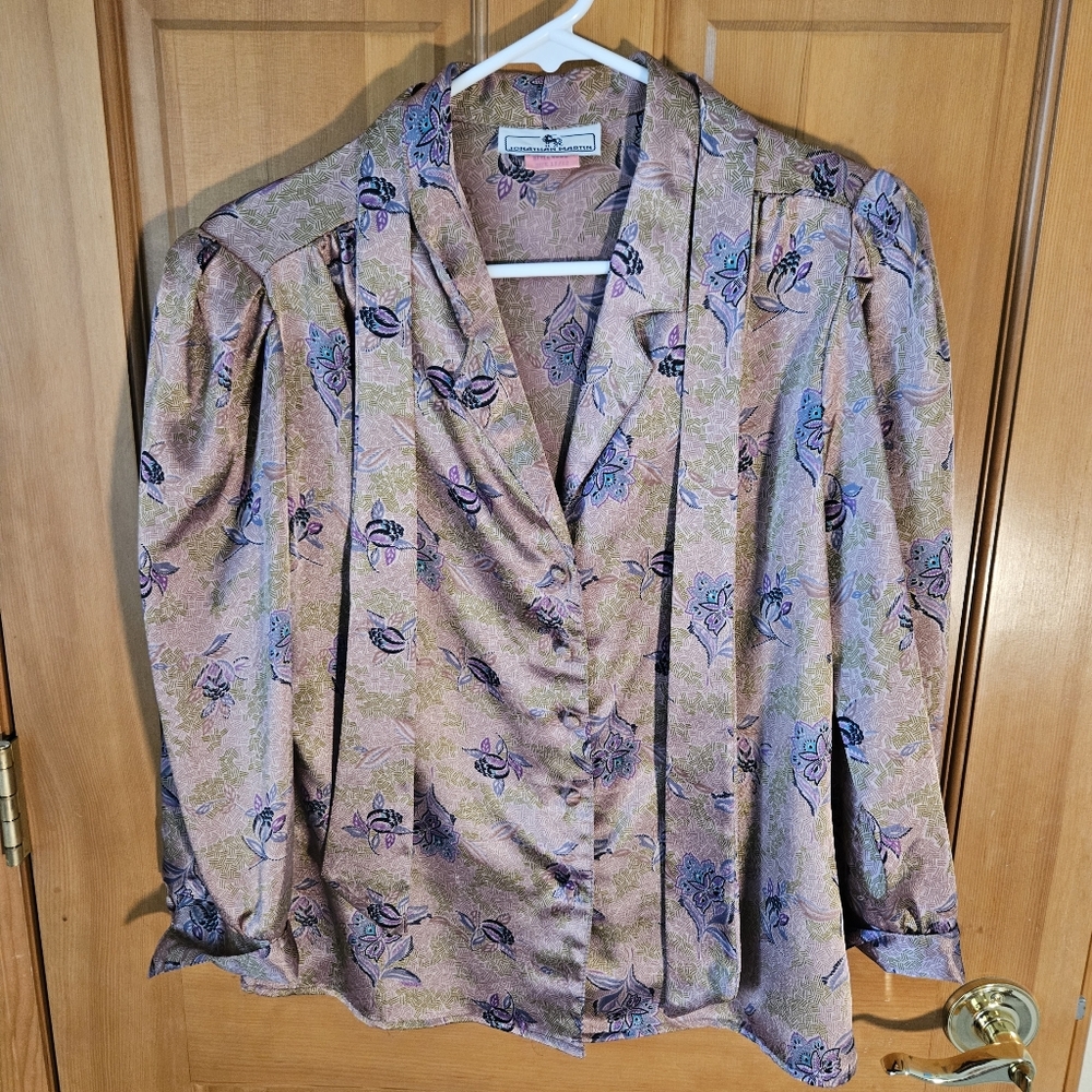 Jonathan Martin | Size 11/12 Vintage | Pastel Lavender Floral Print Blouse